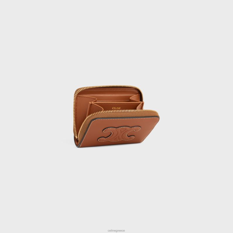 συμπαγές πορτοφόλι με φερμουάρ cuir triomphe σε απαλό δέρμα μοσχαριού γυναίκες CELINE 640PT426 αξεσουάρ βυρσοδέψω