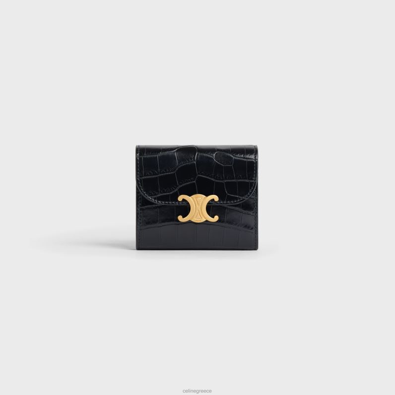 μικρό πορτοφόλι θρίαμβος σε κροκόδειλος niloticus γυναίκες CELINE 640PT464 αξεσουάρ μαύρος