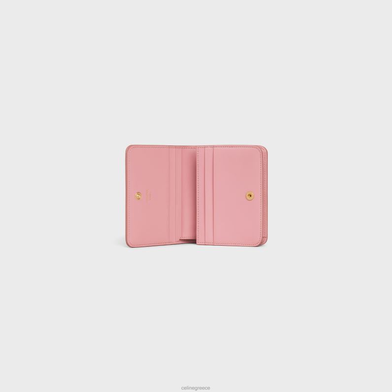 συμπαγές πορτοφόλι triomphe από γυαλιστερό δέρμα μοσχαριού γυναίκες CELINE 640PT406 αξεσουάρ τριαντάφυλλο