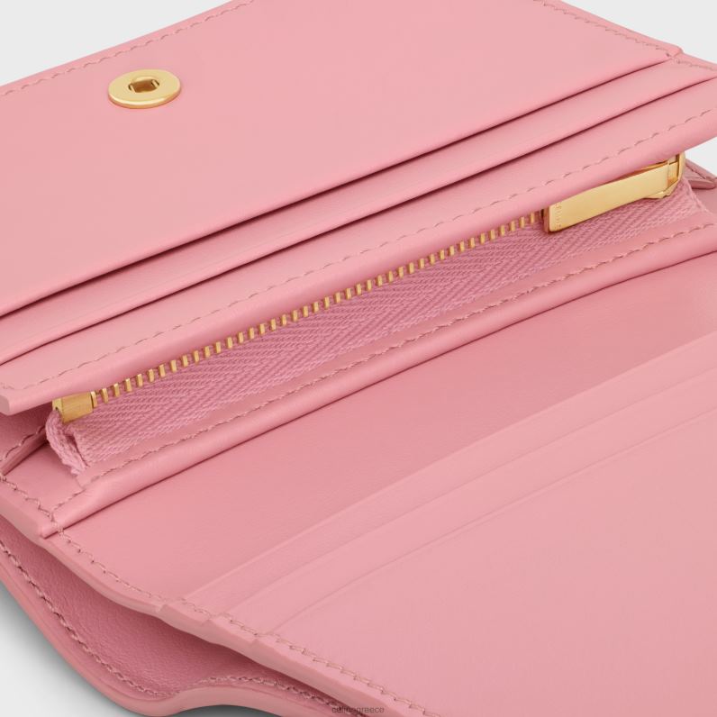 συμπαγές πορτοφόλι triomphe από γυαλιστερό δέρμα μοσχαριού γυναίκες CELINE 640PT406 αξεσουάρ τριαντάφυλλο