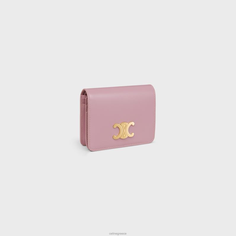 συμπαγές πορτοφόλι triomphe από γυαλιστερό δέρμα μοσχαριού γυναίκες CELINE 640PT448 αξεσουάρ πέταλο