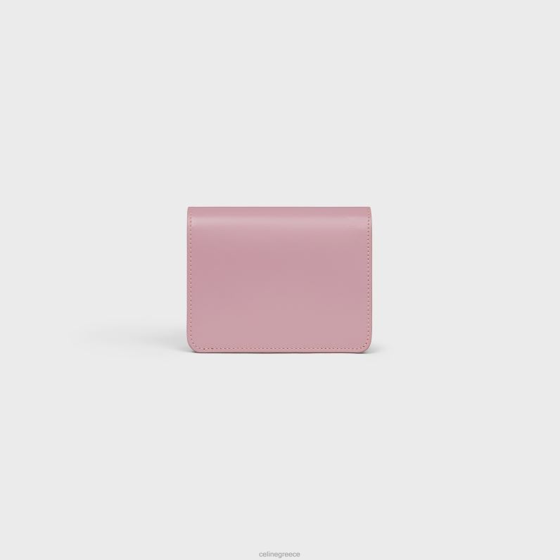 συμπαγές πορτοφόλι triomphe από γυαλιστερό δέρμα μοσχαριού γυναίκες CELINE 640PT448 αξεσουάρ πέταλο