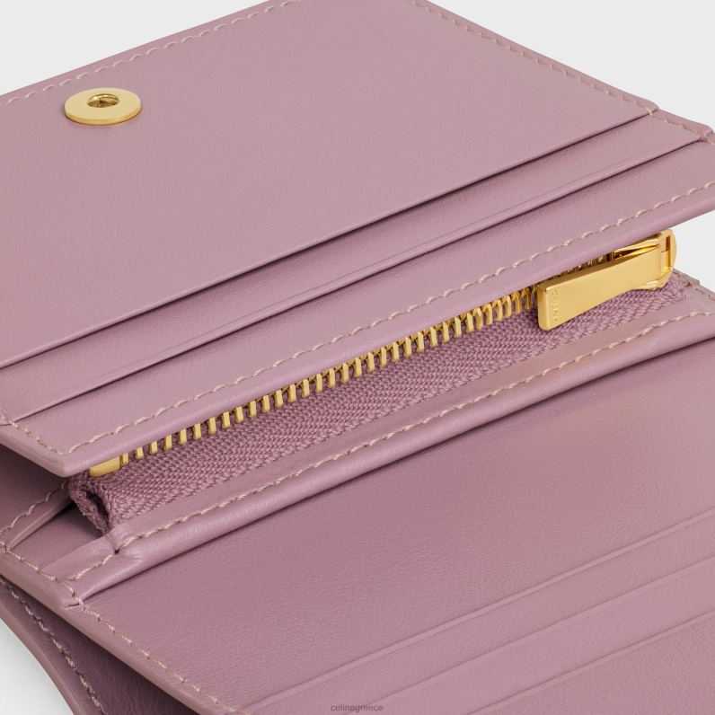 συμπαγές πορτοφόλι triomphe από γυαλιστερό δέρμα μοσχαριού γυναίκες CELINE 640PT448 αξεσουάρ πέταλο