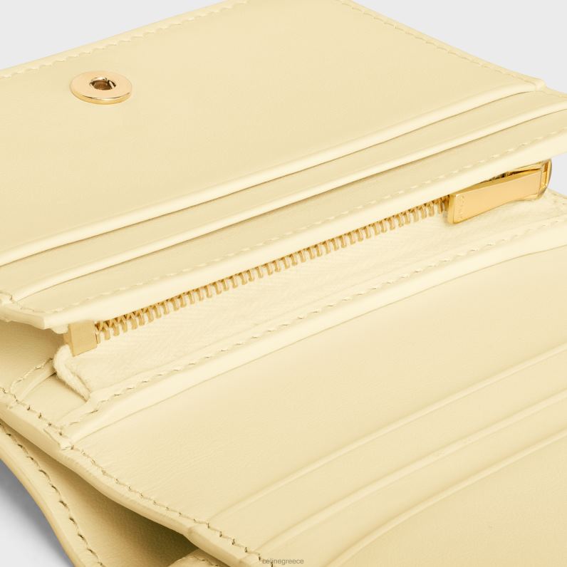 συμπαγές πορτοφόλι triomphe από γυαλιστερό δέρμα μοσχαριού γυναίκες CELINE 640PT449 αξεσουάρ ηλιακό φως