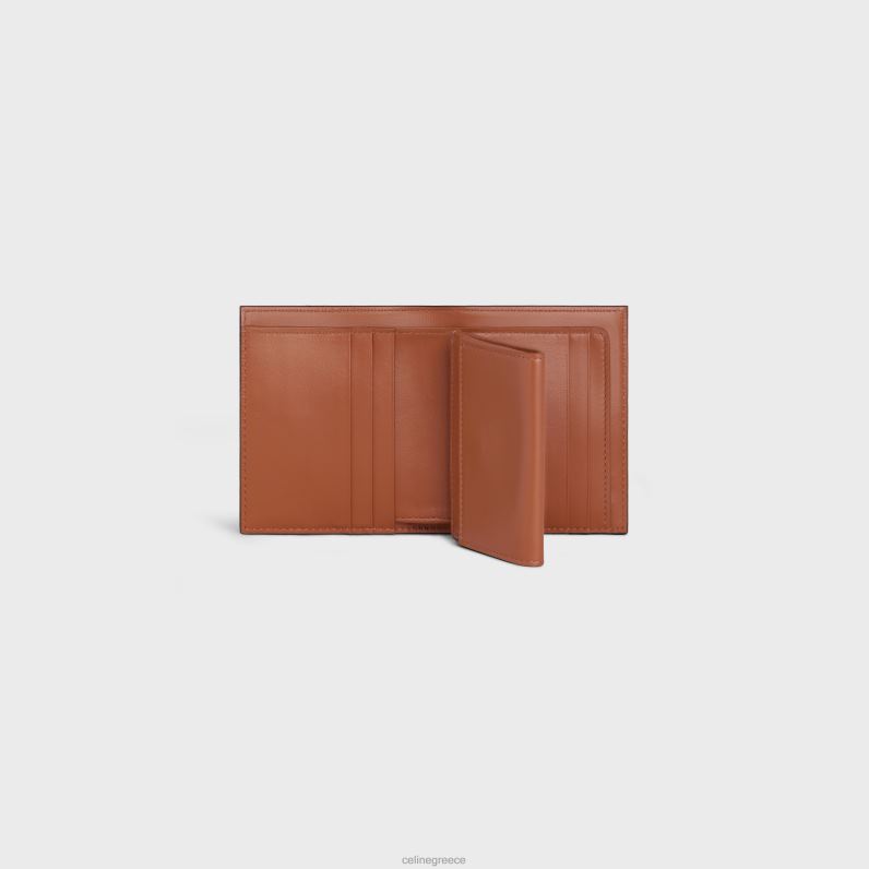 μικρό πορτοφόλι με λουράκι σε καμβά triomphe & δέρμα αρνιού γυναίκες CELINE 640PT480 αξεσουάρ βυρσοδέψω