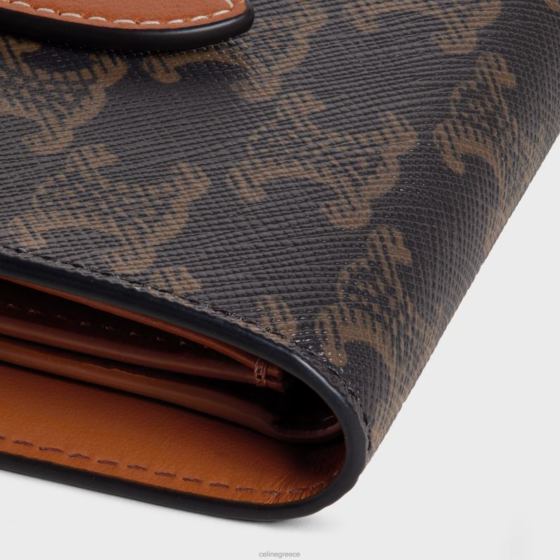 μικρό πορτοφόλι με λουράκι σε καμβά triomphe & δέρμα αρνιού γυναίκες CELINE 640PT480 αξεσουάρ βυρσοδέψω