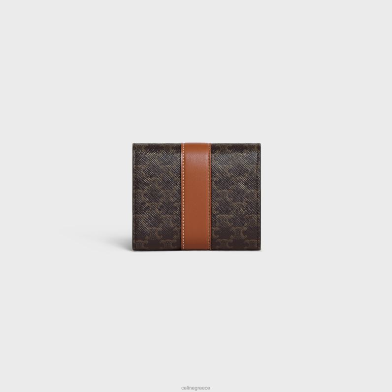 μικρό τρίπτυχο πορτοφόλι σε καμβά triomphe & δέρμα αρνιού γυναίκες CELINE 640PT483 αξεσουάρ βυρσοδέψω