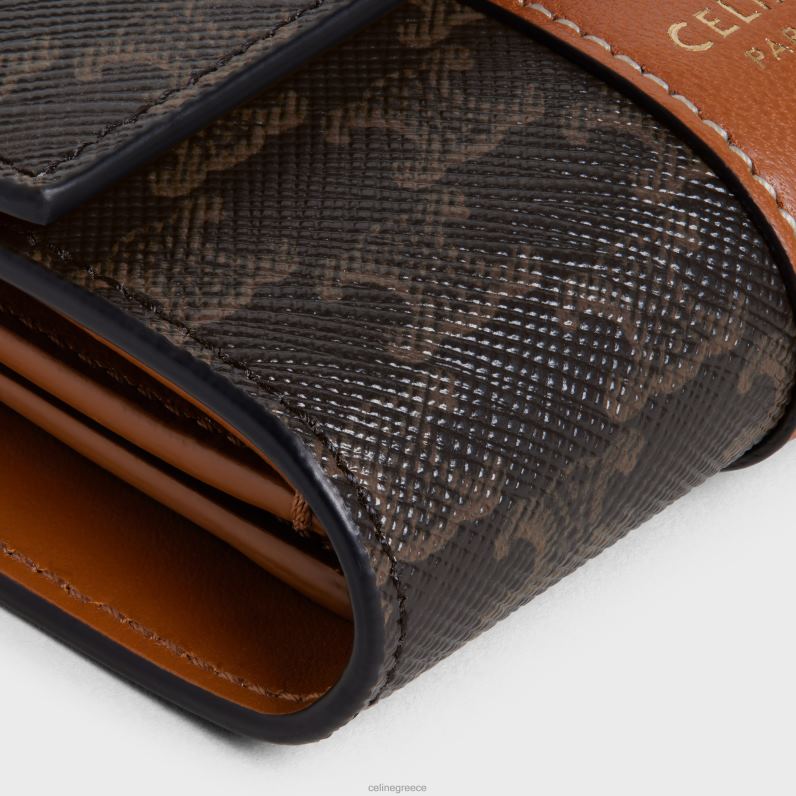 μικρό τρίπτυχο πορτοφόλι σε καμβά triomphe & δέρμα αρνιού γυναίκες CELINE 640PT483 αξεσουάρ βυρσοδέψω