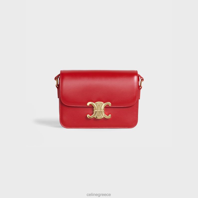 εφηβική τσάντα θριάμβου σε γυαλιστερό δέρμα μόσχου γυναίκες CELINE 640PT101 αξεσουάρ το κόκκινο