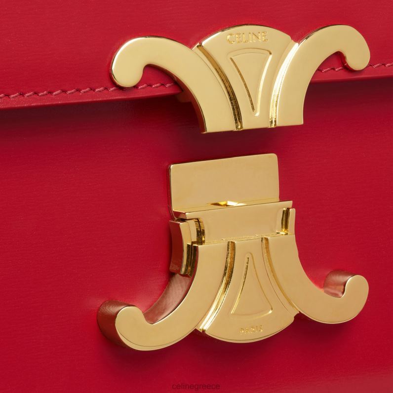 εφηβική τσάντα θριάμβου σε γυαλιστερό δέρμα μόσχου γυναίκες CELINE 640PT101 αξεσουάρ το κόκκινο