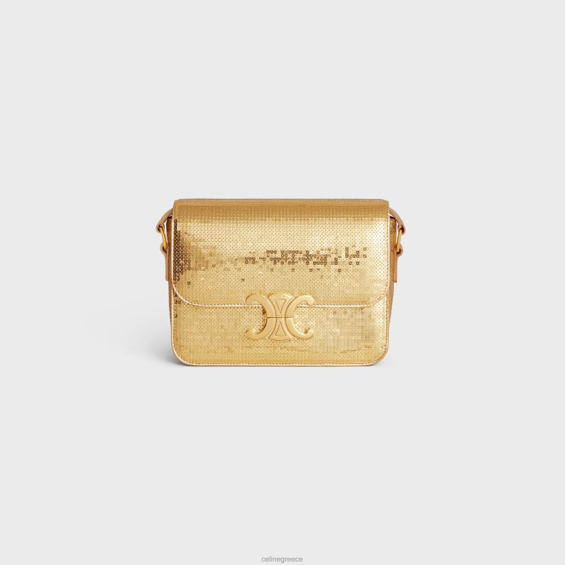 Εφηβική τσάντα θριάμβου με πούλιες και δέρμα μοσχαριού γυναίκες CELINE 640PT103 αξεσουάρ χρυσός
