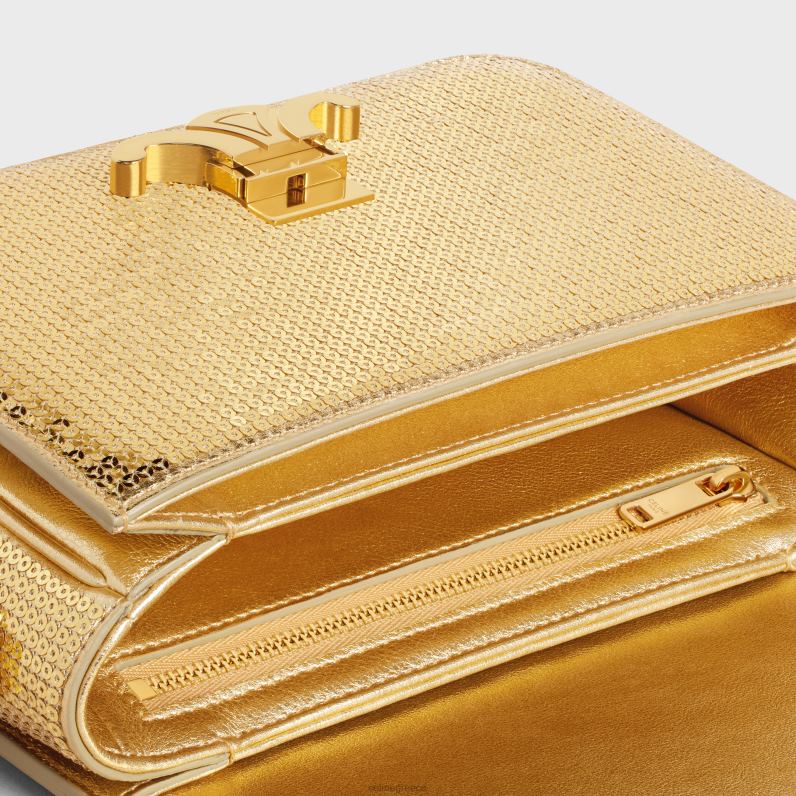 Εφηβική τσάντα θριάμβου με πούλιες και δέρμα μοσχαριού γυναίκες CELINE 640PT103 αξεσουάρ χρυσός