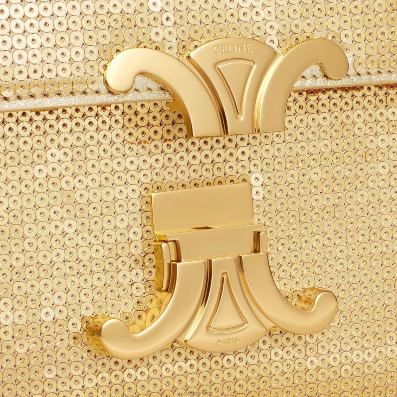 Εφηβική τσάντα θριάμβου με πούλιες και δέρμα μοσχαριού γυναίκες CELINE 640PT103 αξεσουάρ χρυσός