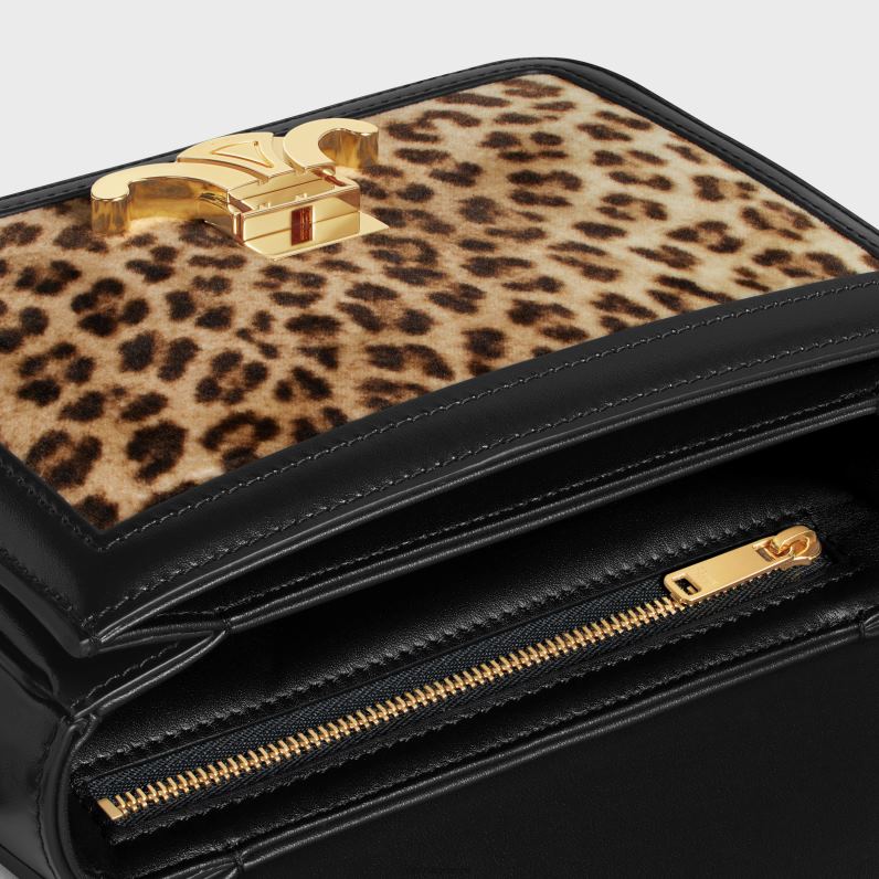 εφηβική τσάντα θριάμβου σε βελούδο με στάμπα γυναίκες CELINE 640PT104 αξεσουάρ λεοπάρδαλη