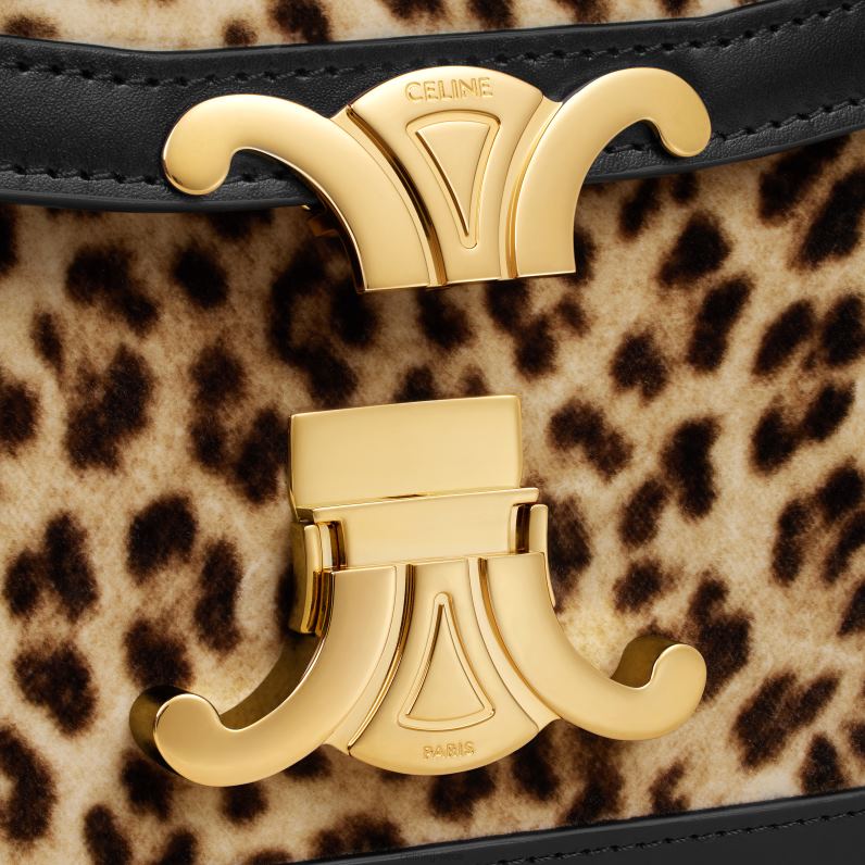 εφηβική τσάντα θριάμβου σε βελούδο με στάμπα γυναίκες CELINE 640PT104 αξεσουάρ λεοπάρδαλη