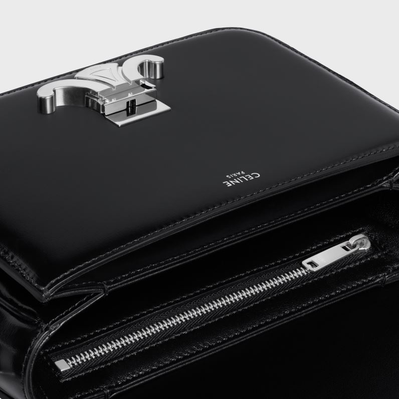 εφηβική τσάντα θριάμβου σε γυαλιστερό δέρμα μόσχου γυναίκες CELINE 640PT105 αξεσουάρ μαύρος