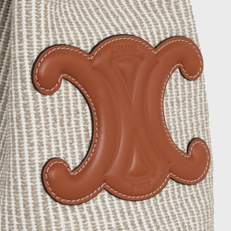 κορδόνι περίσφιξης για εφήβους σε ριγέ ύφασμα & δέρμα μοσχαριού γυναίκες CELINE 640PT204 αξεσουάρ μπεζ