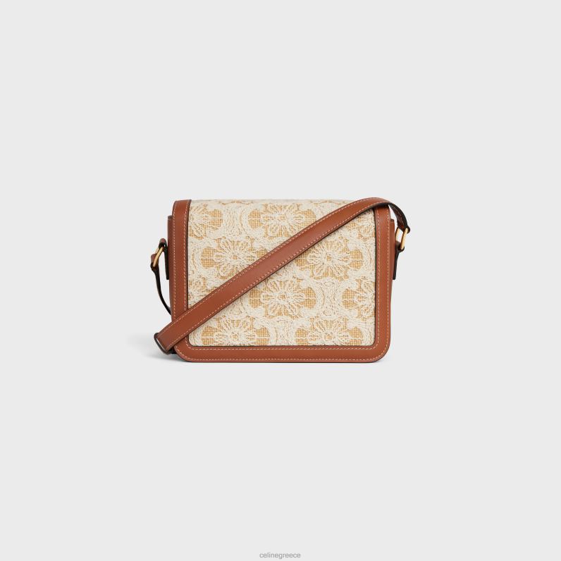 Εφηβική τσάντα θριάμβου σε ύφασμα εφέ ραφίας με κεντήματα θριάμβου γυναίκες CELINE 640PT23 αξεσουάρ φυσικός/μαύρισμα