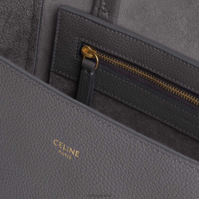 μικρό φάντασμα καμπάς σε δέρμα μοσχαριού με μαλακούς κόκκους γυναίκες CELINE 640PT257 αξεσουάρ γκρί