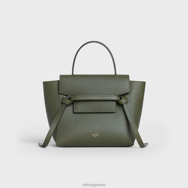 τσάντα ζώνης νανο από δέρμα μόσχου γυναίκες CELINE 640PT270 αξεσουάρ χακί