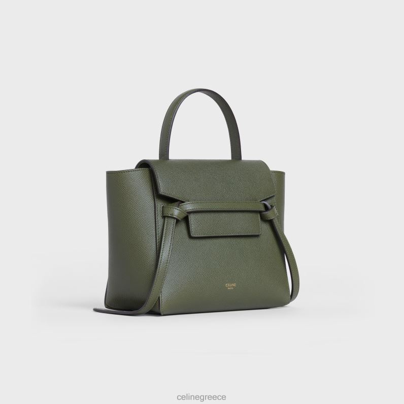 τσάντα ζώνης νανο από δέρμα μόσχου γυναίκες CELINE 640PT270 αξεσουάρ χακί