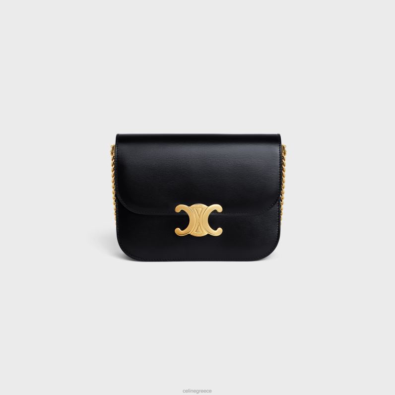 μεσαία κολεγιακή τσάντα σε γυαλιστερό δέρμα μοσχαριού γυναίκες CELINE 640PT277 αξεσουάρ μαύρος