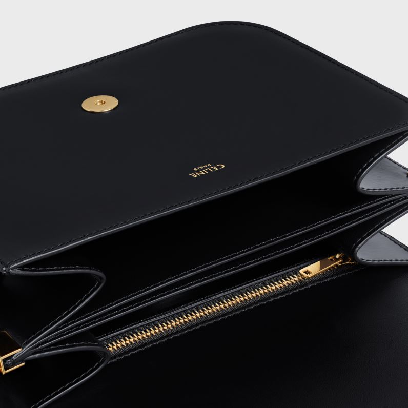 μεσαία κολεγιακή τσάντα σε γυαλιστερό δέρμα μοσχαριού γυναίκες CELINE 640PT277 αξεσουάρ μαύρος