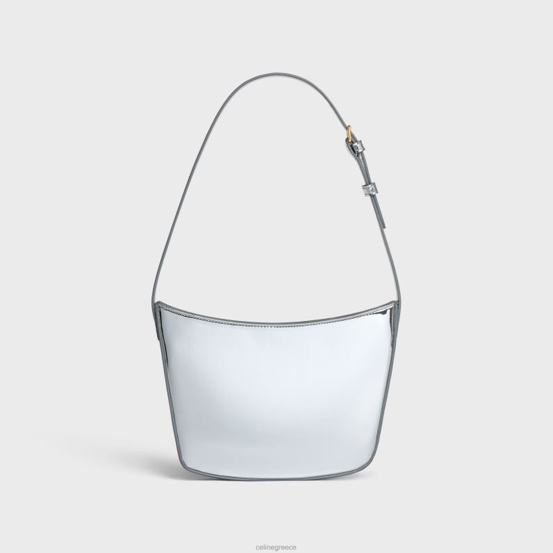 μεσαία τσάντα κροκ σε ύφασμα καθρέφτη γυναίκες CELINE 640PT296 αξεσουάρ ασήμι