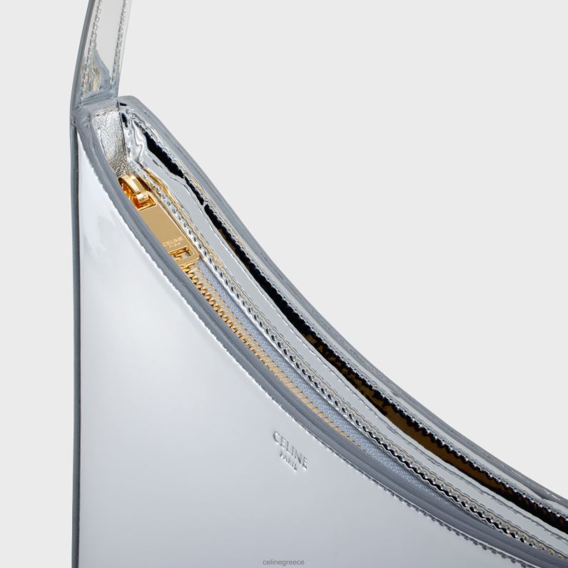 μεσαία τσάντα κροκ σε ύφασμα καθρέφτη γυναίκες CELINE 640PT296 αξεσουάρ ασήμι