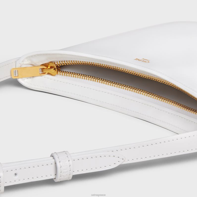 μεσαίο τσαντάκι κρόκ σε γυαλιστερό δέρμα μοσχαριού γυναίκες CELINE 640PT297 αξεσουάρ αρκτικό λευκό