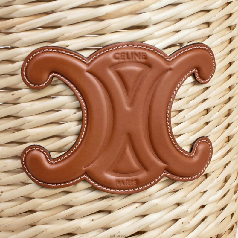 καλάθι σε ψάθινο & δέρμα μοσχαριού γυναίκες CELINE 640PT299 αξεσουάρ βυρσοδέψω