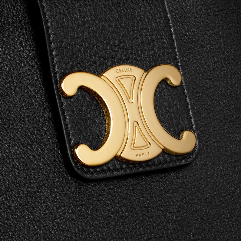 μεσαία τσάντα απολίνης σε ελαστικό δέρμα μόσχου γυναίκες CELINE 640PT72 αξεσουάρ μαύρος