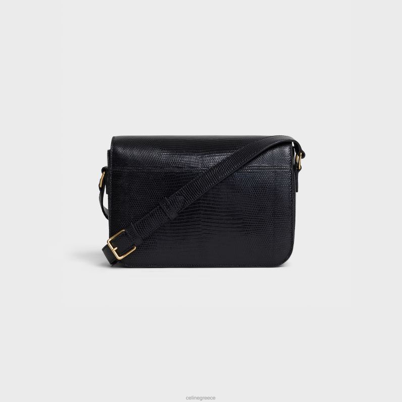 κλασική τσάντα θριάμβου σε σαύρα γυναίκες CELINE 640PT95 αξεσουάρ μαύρος