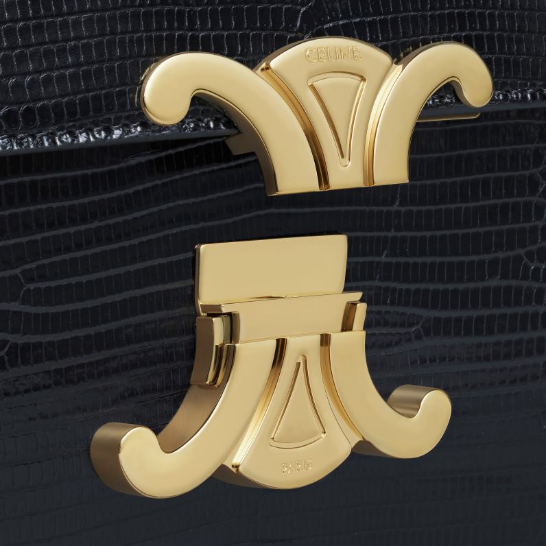 κλασική τσάντα θριάμβου σε σαύρα γυναίκες CELINE 640PT95 αξεσουάρ μαύρος