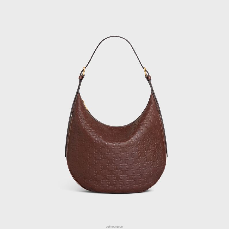 Heloise cuir triomphe τσάντα σε εύπλαστο δέρμα μοσχαριού με triomphe παντού γυναίκες CELINE 640PT33 αξεσουάρ κάστανο