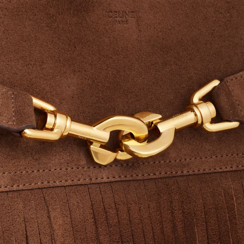 μεσαία τσάντα annabel με κρόσσια σε δέρμα μοσχαριού σουέτ γυναίκες CELINE 640PT276 αξεσουάρ καφέ