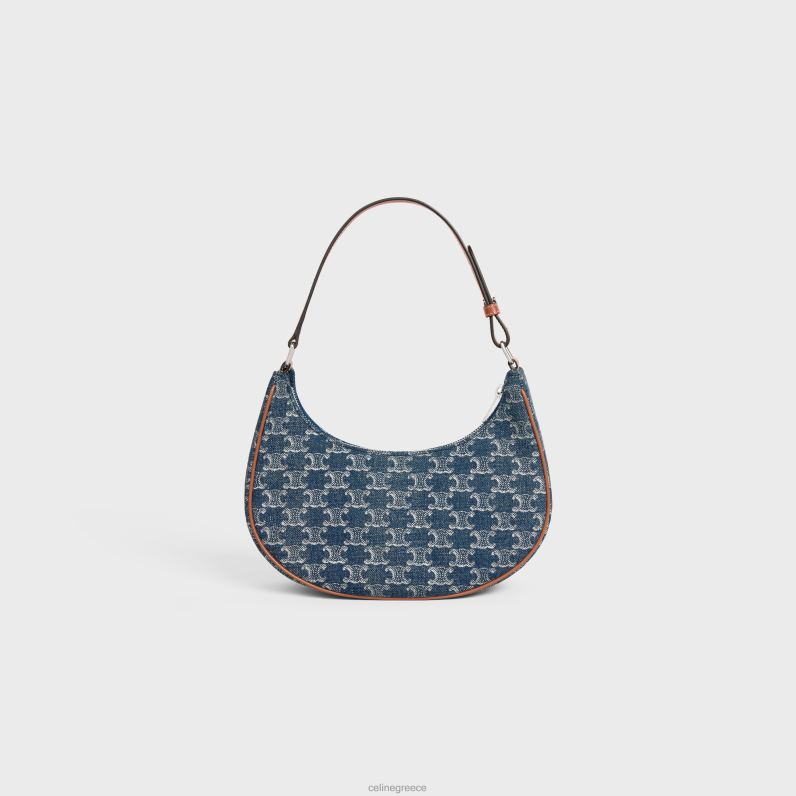 ava bag σε τζιν με triomphe all-over & δέρμα μοσχαριού γυναίκες CELINE 640PT63 αξεσουάρ τζιν/ασημί