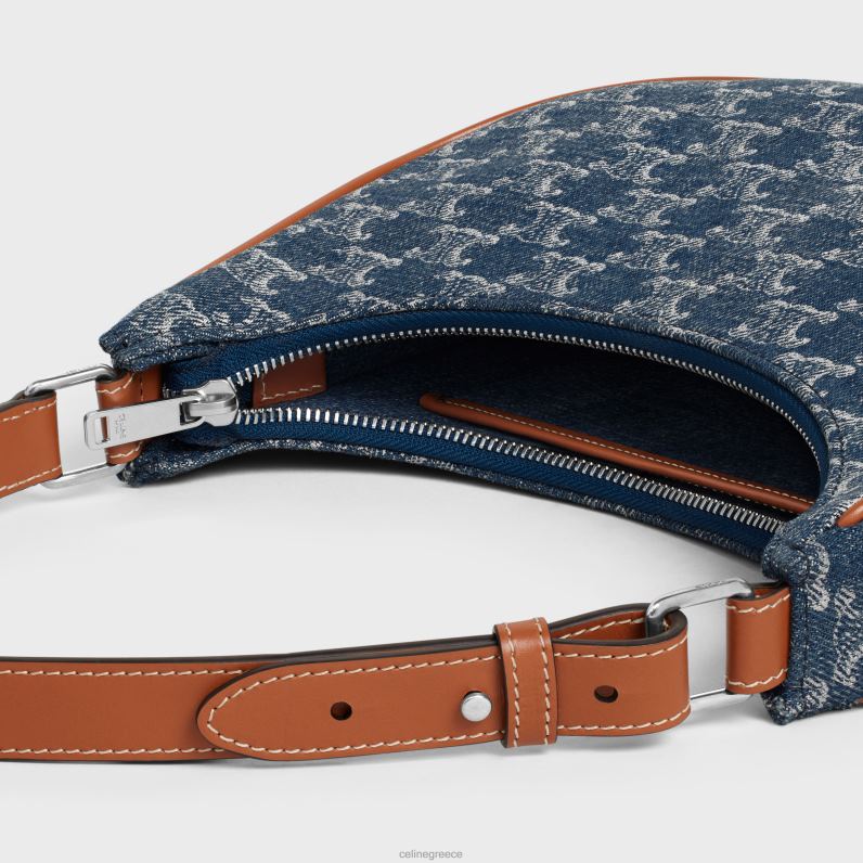 ava bag σε τζιν με triomphe all-over & δέρμα μοσχαριού γυναίκες CELINE 640PT63 αξεσουάρ τζιν/ασημί