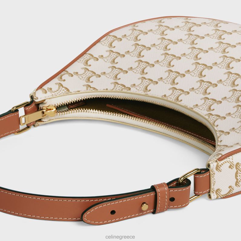 τσάντα ava σε καμβά triomphe & δέρμα μοσχαριού γυναίκες CELINE 640PT160 αξεσουάρ άσπρο