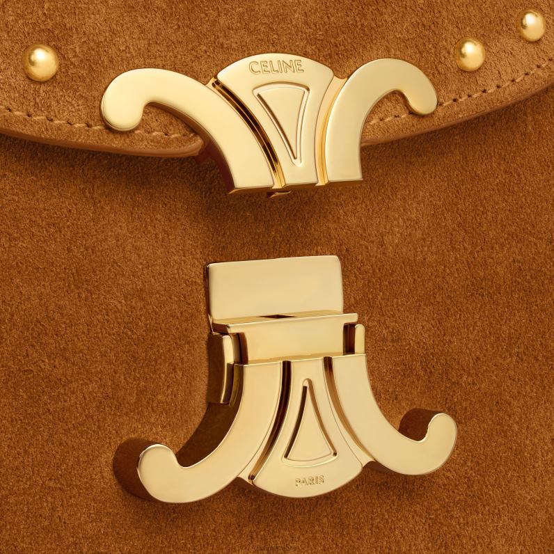 αλυσίδα besace clea από δέρμα μοσχαριού σουέτ με καρφιά γυναίκες CELINE 640PT169 αξεσουάρ πέκαν