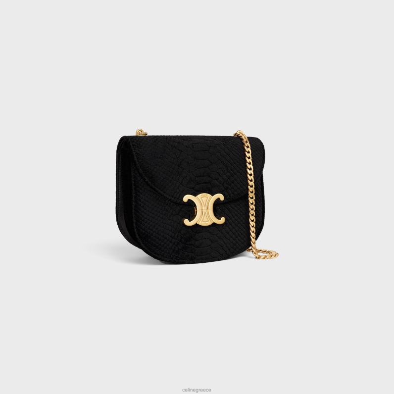αλυσίδα besace clea σε βελούδο εφέ πύθωνα γυναίκες CELINE 640PT170 αξεσουάρ μαύρος
