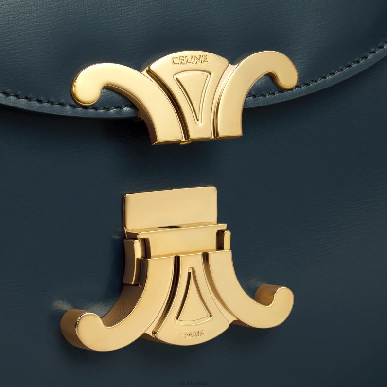 besace clea σε γυαλιστερό δέρμα μόσχου γυναίκες CELINE 640PT172 αξεσουάρ ναυτικό μπλε