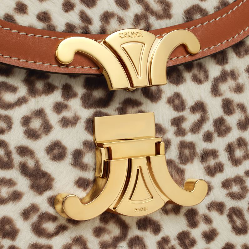 besace clea σε δέρμα μοσχαριού πόνυ με στάμπα γυναίκες CELINE 640PT175 αξεσουάρ λεοπάρδαλη