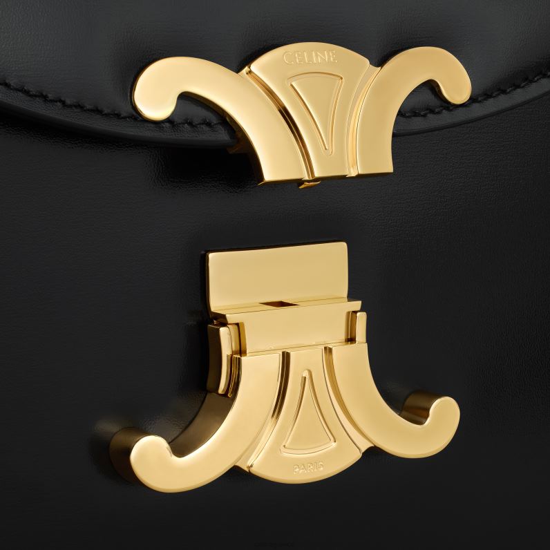 besace clea σε γυαλιστερό δέρμα μόσχου γυναίκες CELINE 640PT58 αξεσουάρ μαύρος