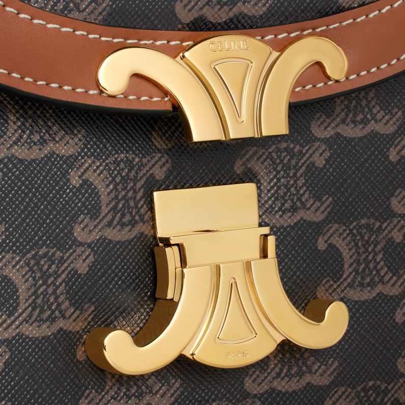 besace clea σε καμβά triomphe & δέρμα μοσχαριού γυναίκες CELINE 640PT177 αξεσουάρ βυρσοδέψω