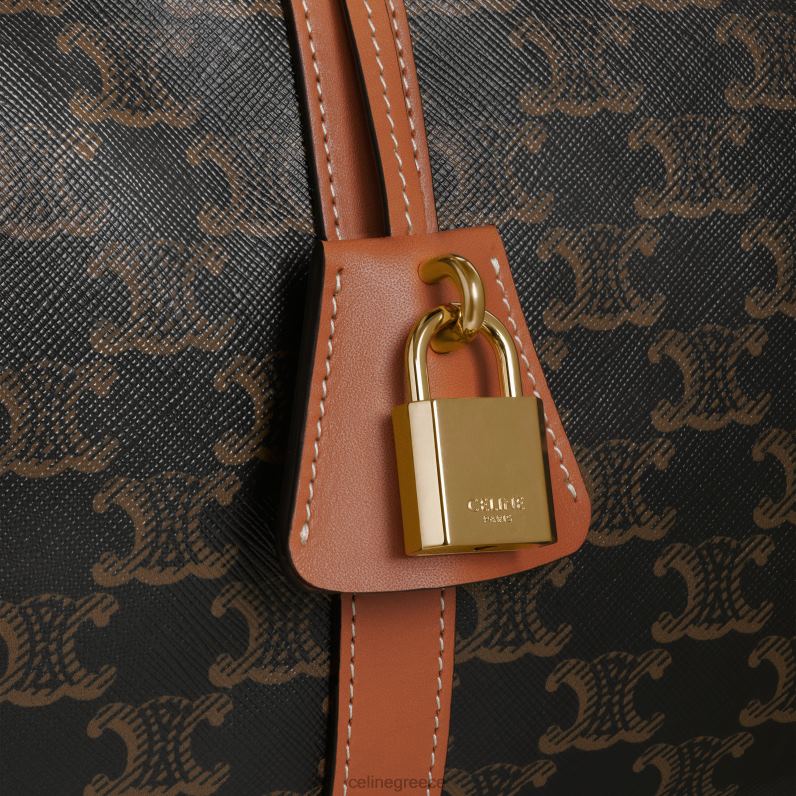 Τσάντα boston σε καμβά triomphe & δέρμα μοσχαριού γυναίκες CELINE 640PT233 αξεσουάρ βυρσοδέψω