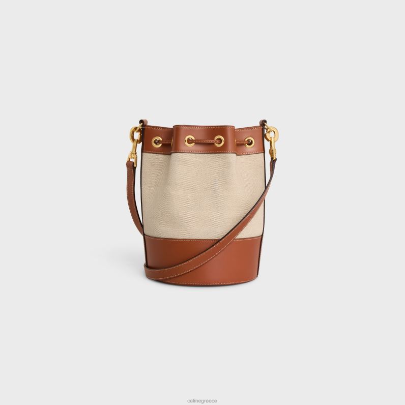 μικρό κορδόνι cabas marin σε ύφασμα & δέρμα μοσχαριού γυναίκες CELINE 640PT300 αξεσουάρ φυσικός/μαύρισμα