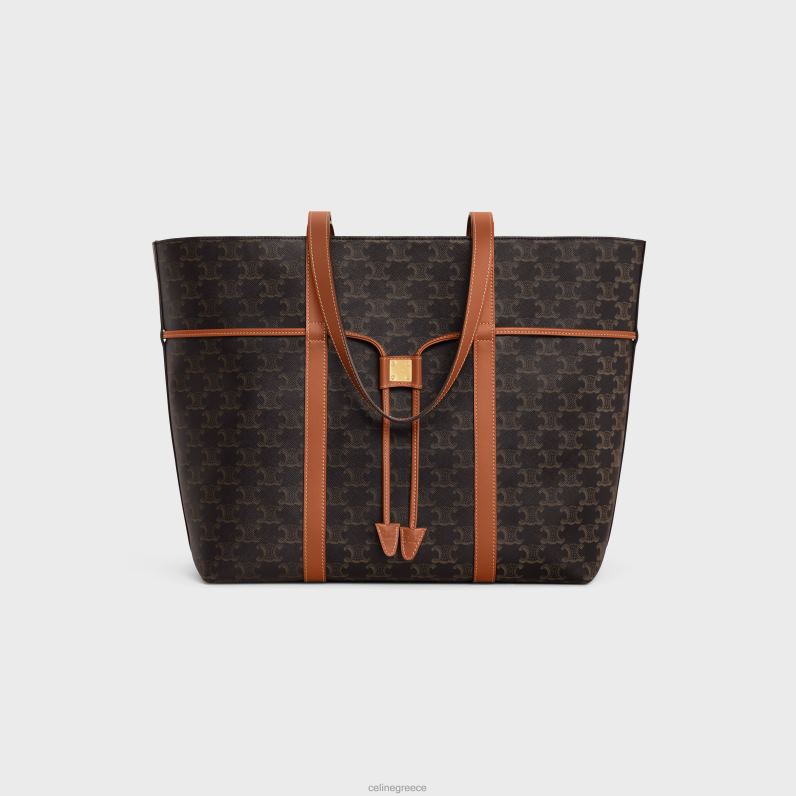 Κορδόνι περίσφιξης cabas σε καμβά triomphe & δέρμα μοσχαριού γυναίκες CELINE 640PT235 αξεσουάρ βυρσοδέψω