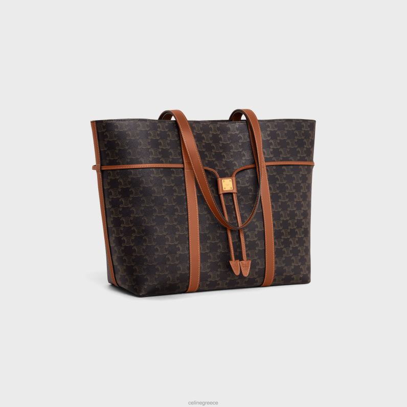 Κορδόνι περίσφιξης cabas σε καμβά triomphe & δέρμα μοσχαριού γυναίκες CELINE 640PT235 αξεσουάρ βυρσοδέψω