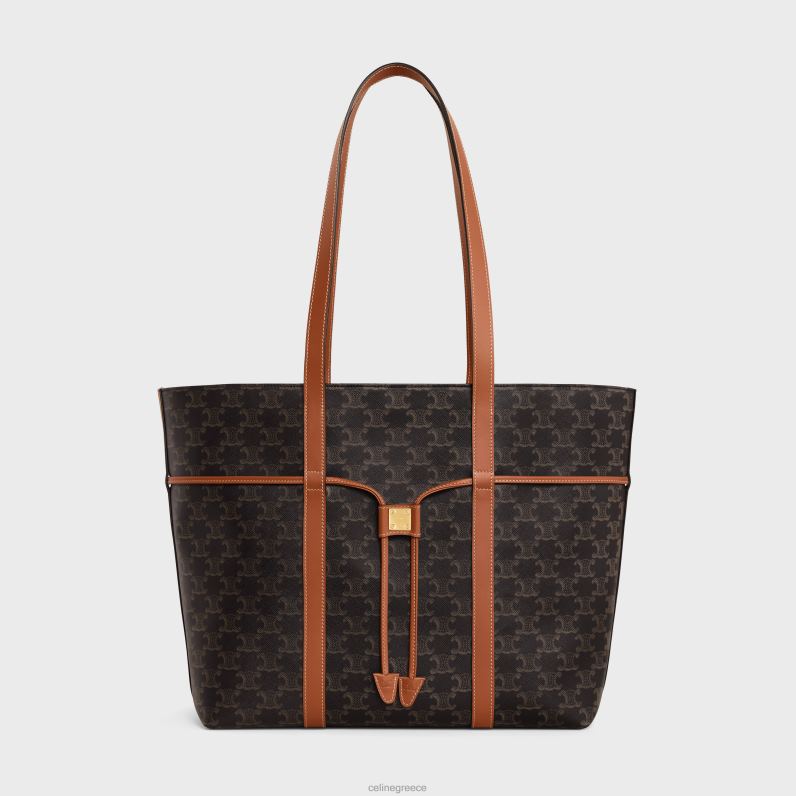 Κορδόνι περίσφιξης cabas σε καμβά triomphe & δέρμα μοσχαριού γυναίκες CELINE 640PT235 αξεσουάρ βυρσοδέψω